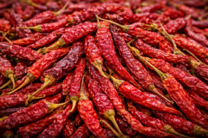 Vibrant Pile Of Dried Byadgi Chilies 300x200